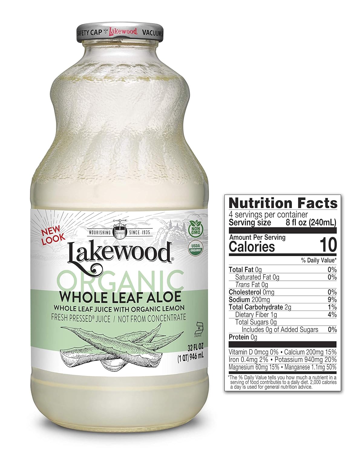 Lakewood, Organic Aloe Vera Leaf Juice, 32 Fl Oz (Pack of 1)