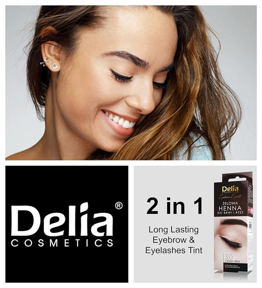 Delia Cosmetics Pro Color Professional Gel Eyebrow Tint Ammonia - Free Color 3.0 Dark Brown 0.5