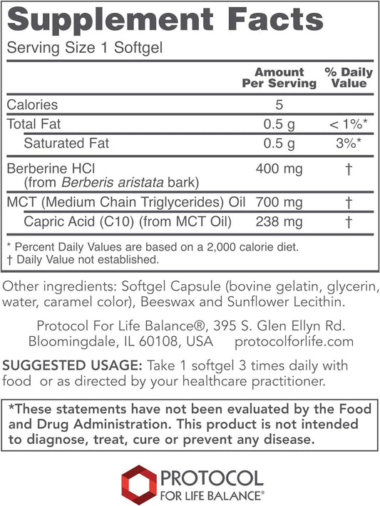 Glucose Management with Berberine HCl, 90 Softgels, Protocol for Life