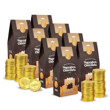 Maccabee Hanukkah Gelt Milk Belgian Chocolate Coins Kosher Nut-free Chanukah Candy in a Gift Pack Contains 60 Large Coin