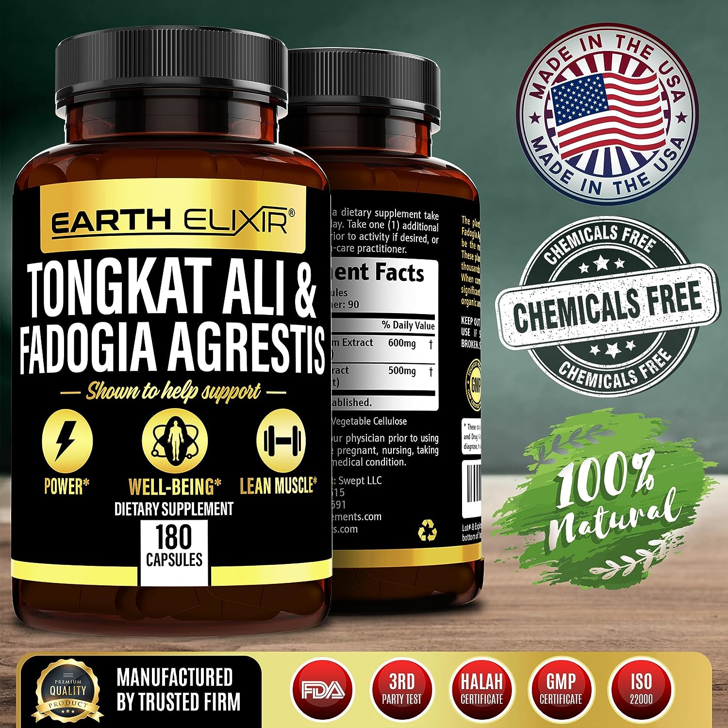  Earth Elixir Fadogia Agrestis 600mg and Tongkat Ali 500mg S