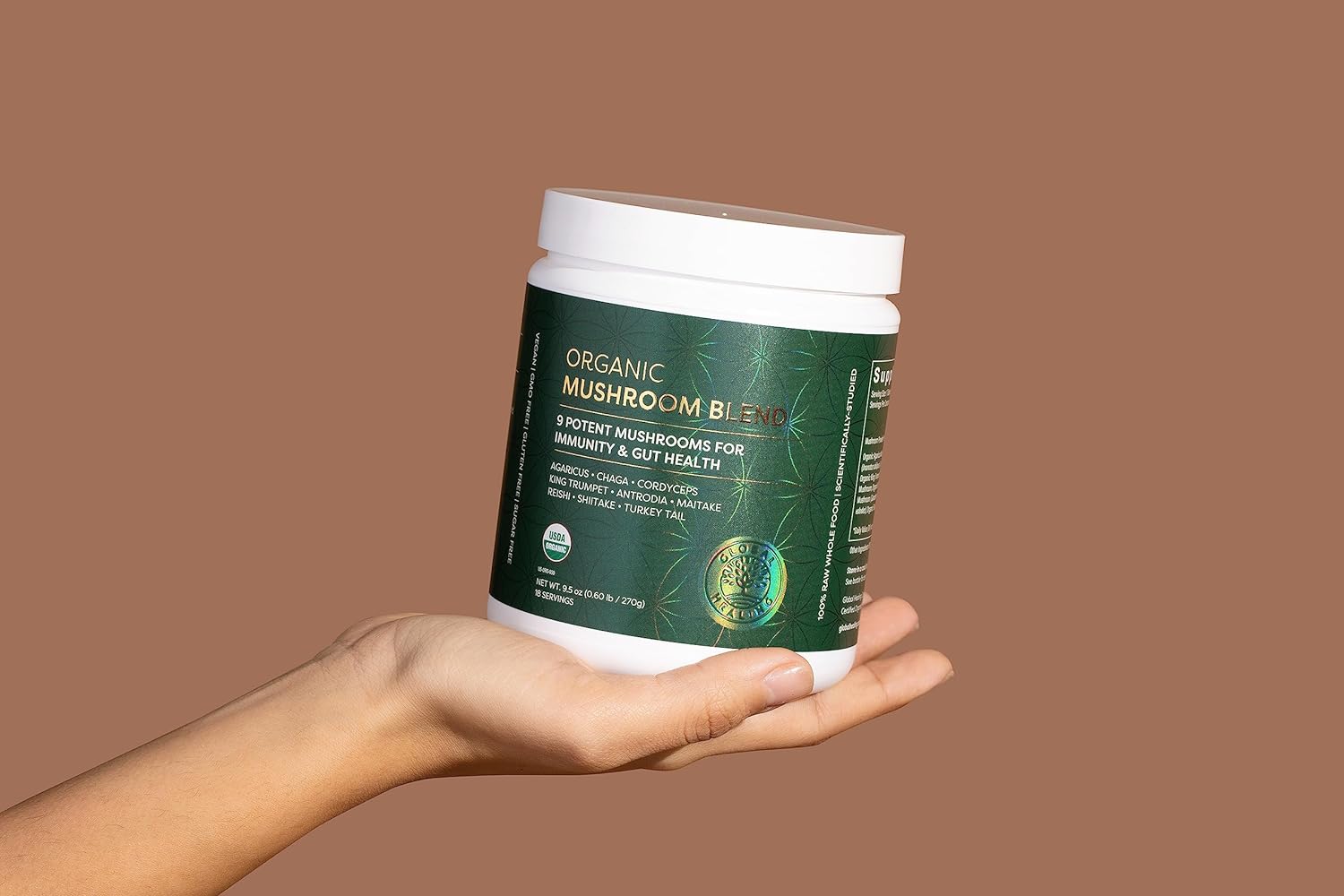 Global Healing Organic Mushroom Powder Supplement Blend 9.5 Ounces - C