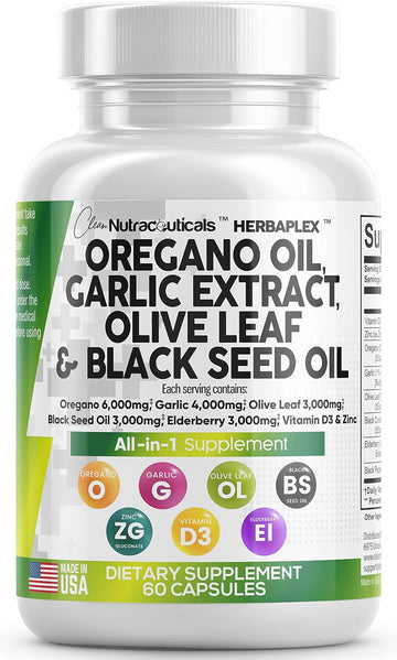 Oregano Oil 6000mg Garlic Extract 4000mg Olive Leaf 3000mg Black Seed