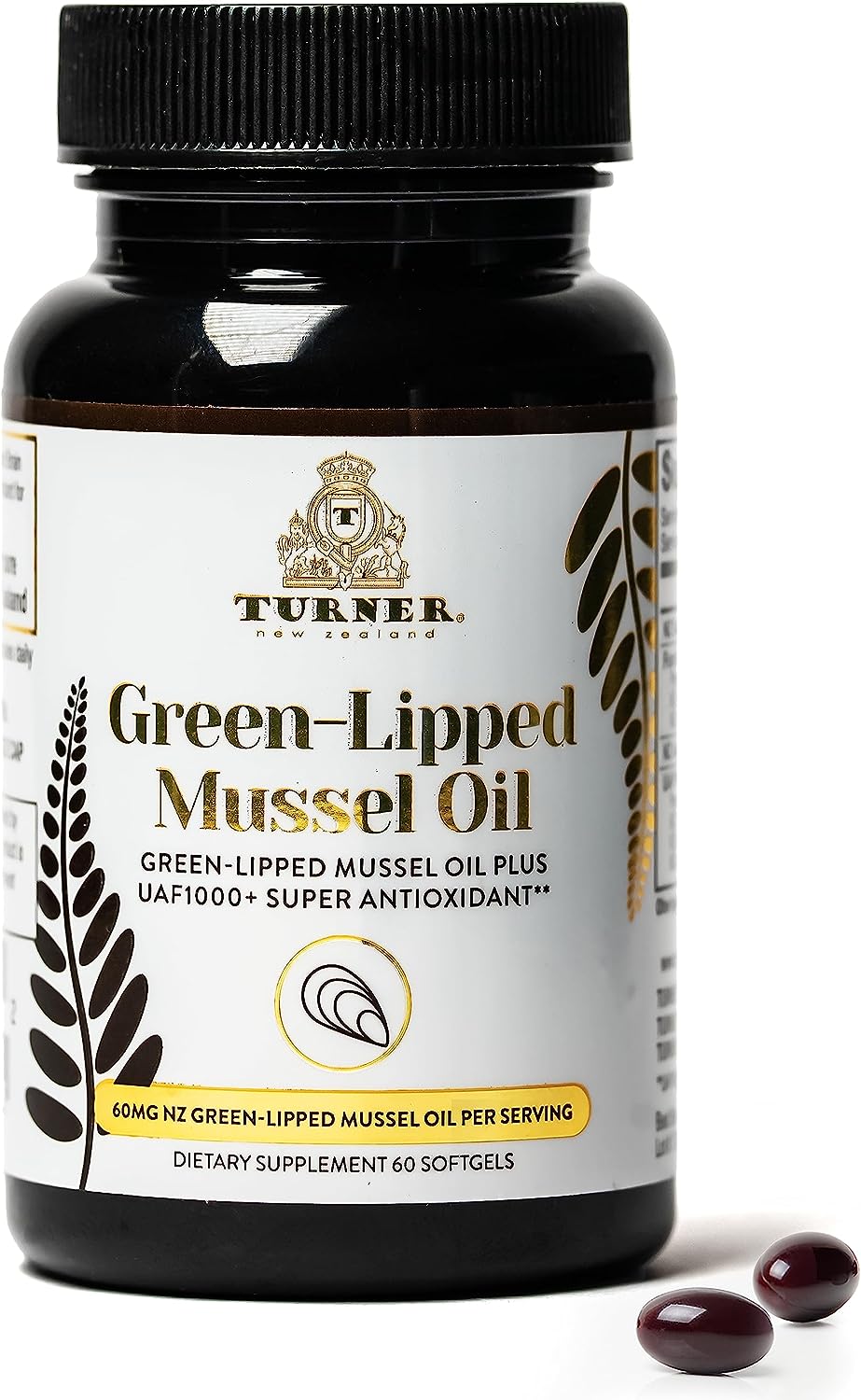 Turner Omega-3 New Zealand Green Lipped Mussel Oil, 53x Higher Potency with UAF1000+ Super Antioxidant for Superior Join