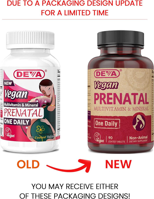 Deva Vegan Prenatal Multivitamin and Mineral Supplement - Once-Per-Day Formula - Vitamins A, C, D, E, K, B Complex, with
