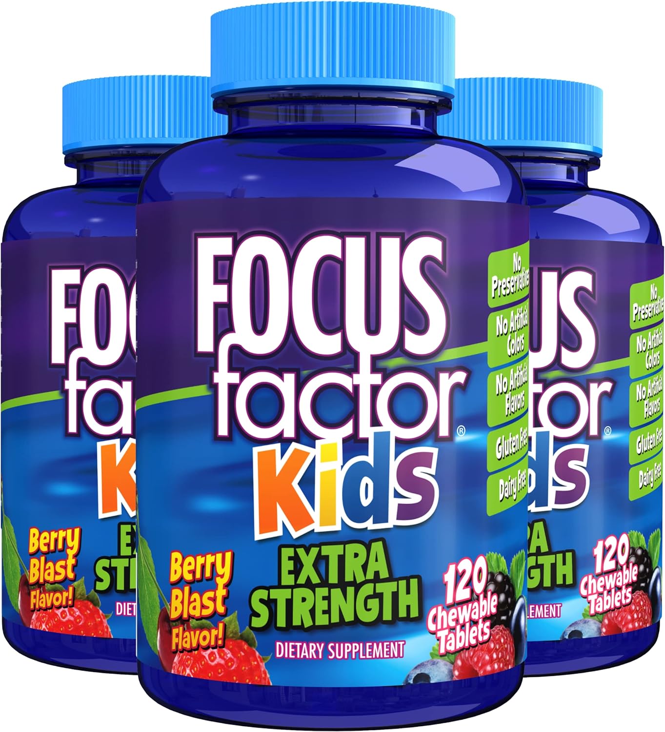 Focus Factor Kids Extra Strength Daily Chewable for Brain Health Suppo