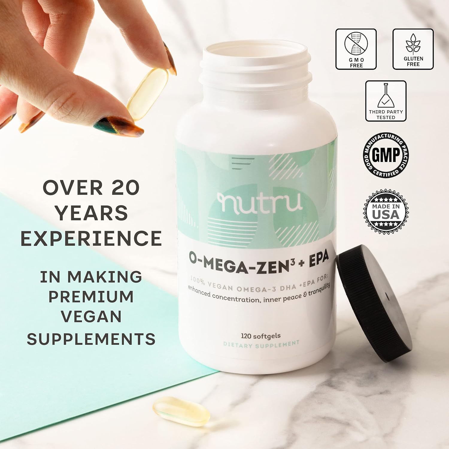  Nutru O-Mega-Zen3 +EPA Vegan Omega 3 Supplement - Fish Oil 