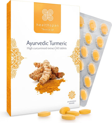 Healthspan Ayurvedic Turmeric | 60 Tablets | 95% high curcuminoid Cont100 Grams