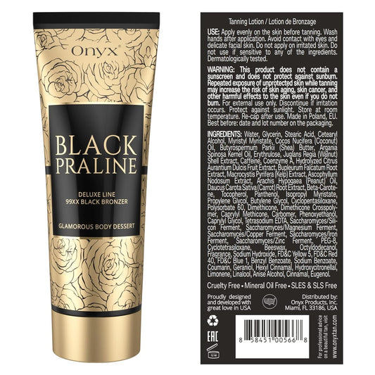 Black Praline Double Dark Chocolate Tanning Lotion - Advanced Black Bronzer & Sunless Self Tanner Lotion - Instant Results - Anti-Orange & Anti-Aging Body Tanning Lotion