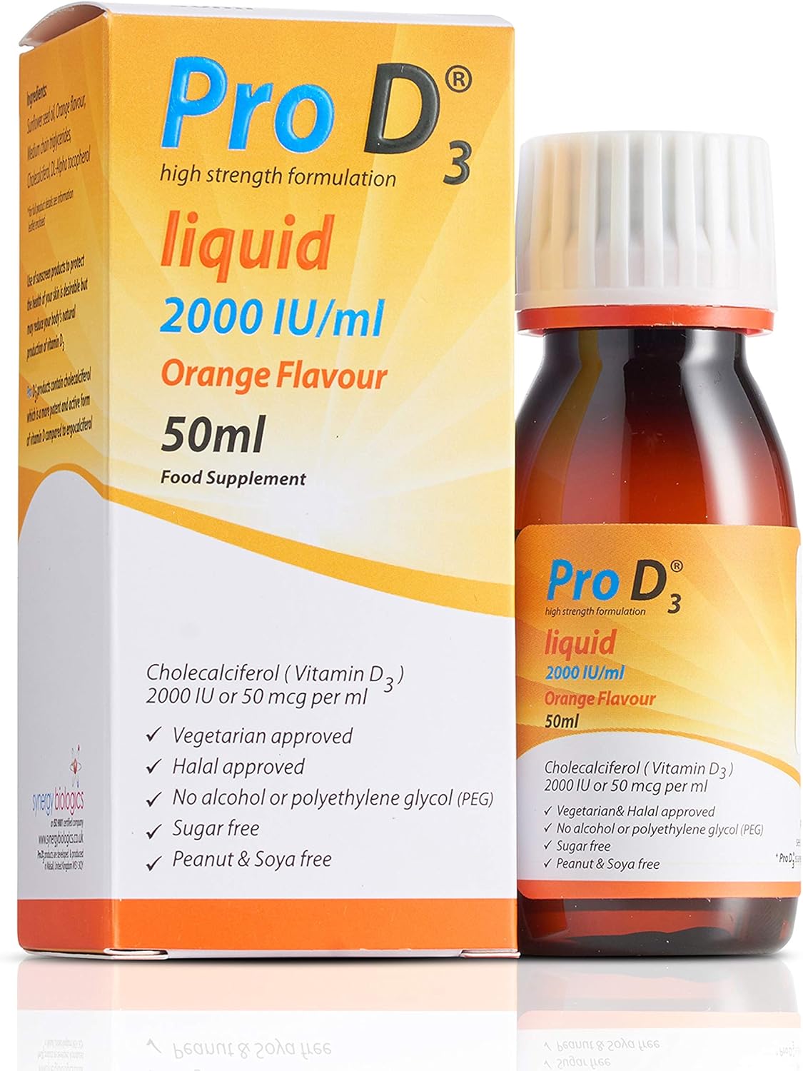 Pro D3 Liquid 50ml (Vitamin D3-2000 IU / 50mcg) [Alcohol Free] Vegetar80 Grams
