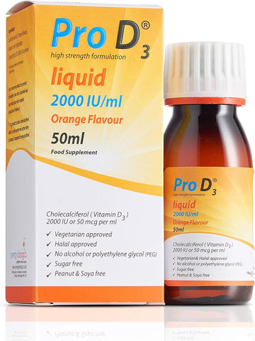 Pro D3 Liquid 50ml (Vitamin D3-2000 IU / 50mcg) [Alcohol Free] Vegetar80 Grams