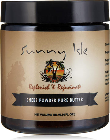 Sunny Isle Jamaican Black Castor Oil Pure Butter with African Chebe Powder 4oz | for Longer, Stronger Hair | Hair & Skin