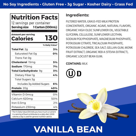 Orgain Clean Protein Shake, Grass Fed Dairy, Vanilla Bean - 20g Whey P