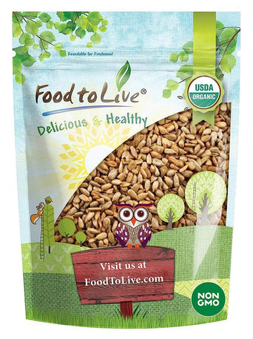 Organic Roasted and Salted Sunflower Seeds,  - Non-GMO Kernels, Vegan, Kosher, Bulk, Hulled, High in Protein and Dietary Fiber. Great for Snacking, Cooking, and Salads