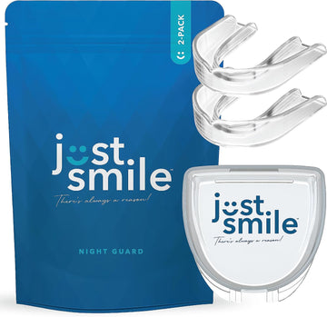 Just Smile Night Guard 2 Pack - Mouth Guard for Teeth Clenching and Grinding, Comfortable Fit for Light and Heavy Clenching (Clear)