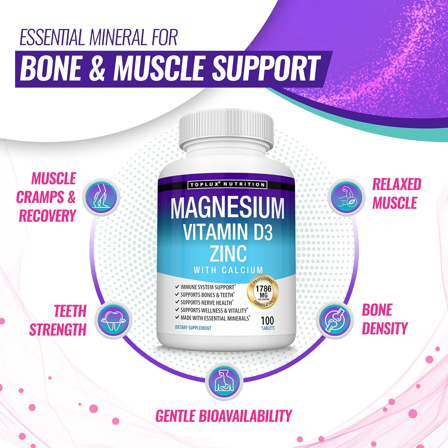  Toplux Magnesium Zinc Calcium Vitamin D3 Complex – Essentia