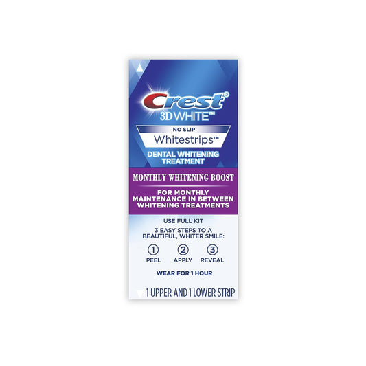 Crest 3D White Monthly Whitening Boost Dental Kit, Teeth Whitening Strips Kit, 12 Treatments