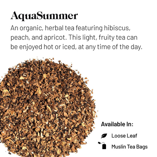 Kusmi Tea AquaSummer - Loose Tea Tin - Organic Herbal Tea - Flavored with Hibiscus, Peach & Apricot - Caffeine Free - Enjoy Hot or Iced