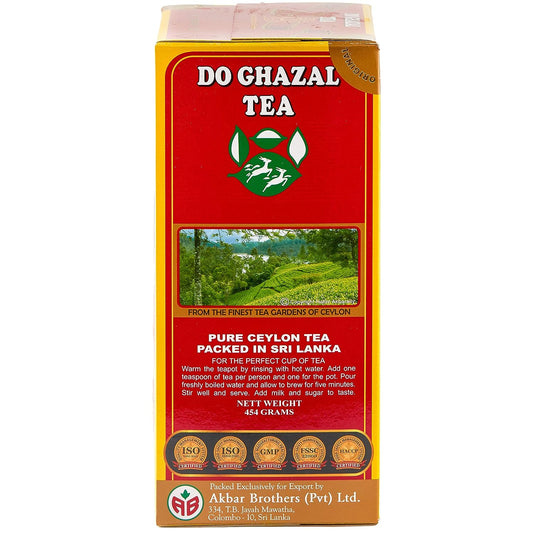 Do Ghazal Pure Ceylon Tea (454g) Black Loose Tea Leaves Finest (FBOPF) Tea Grade Rich Flavor and Aroma in BPA-Free Box