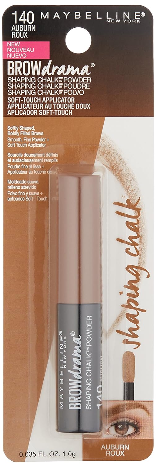 Maybelline New York Brow Drama Shaping Chalk Powder, Auburn, 0.035 .