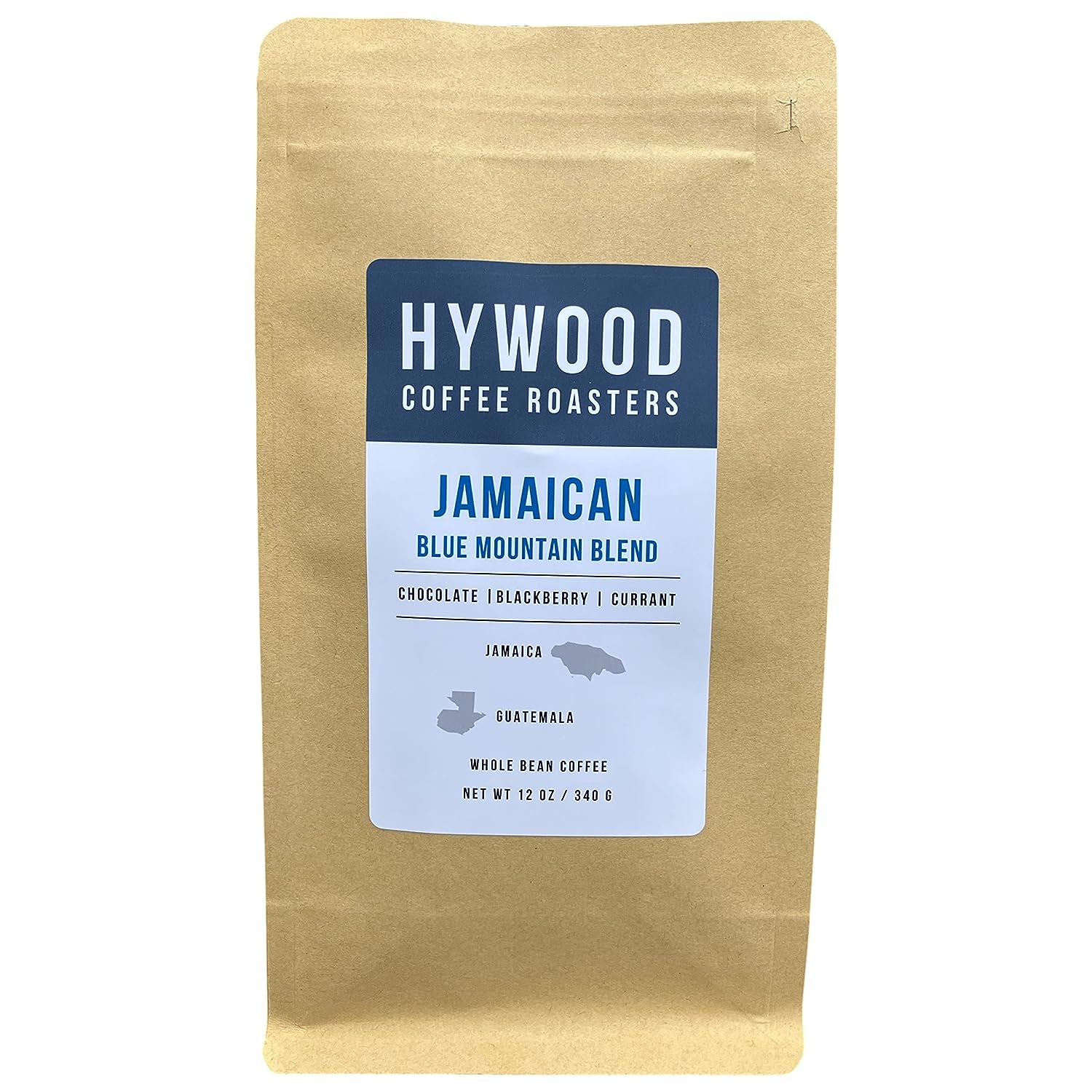 Hywood Coffee Roasters Jamaican Blue Mountain Blend, Whole Bean Coffee, Medium Roast, Small Batch, bag, Tasting Notes of Chocolate, Blackberry, Currant