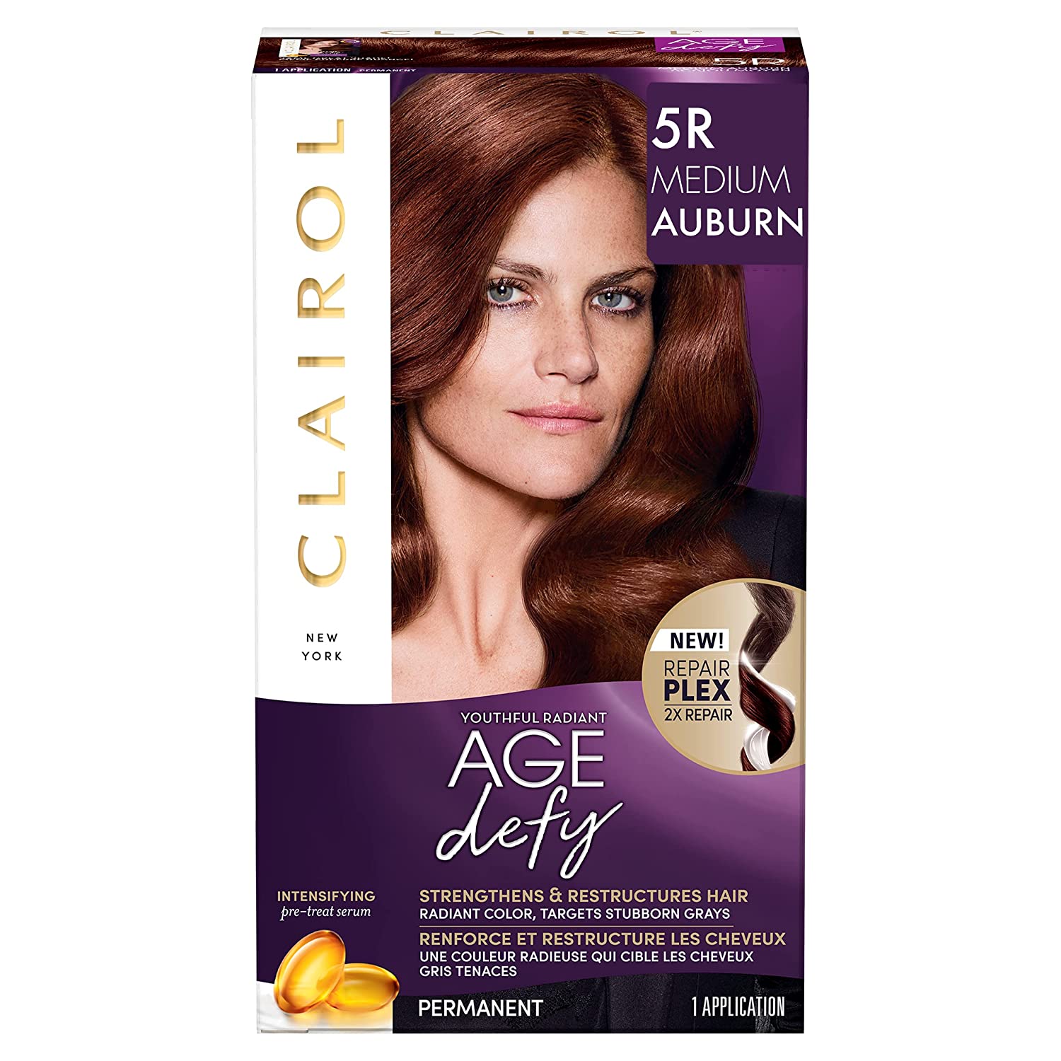 Clairol Age Defy Permanent Hair Dye, 5R Medium Auburn Hair Color