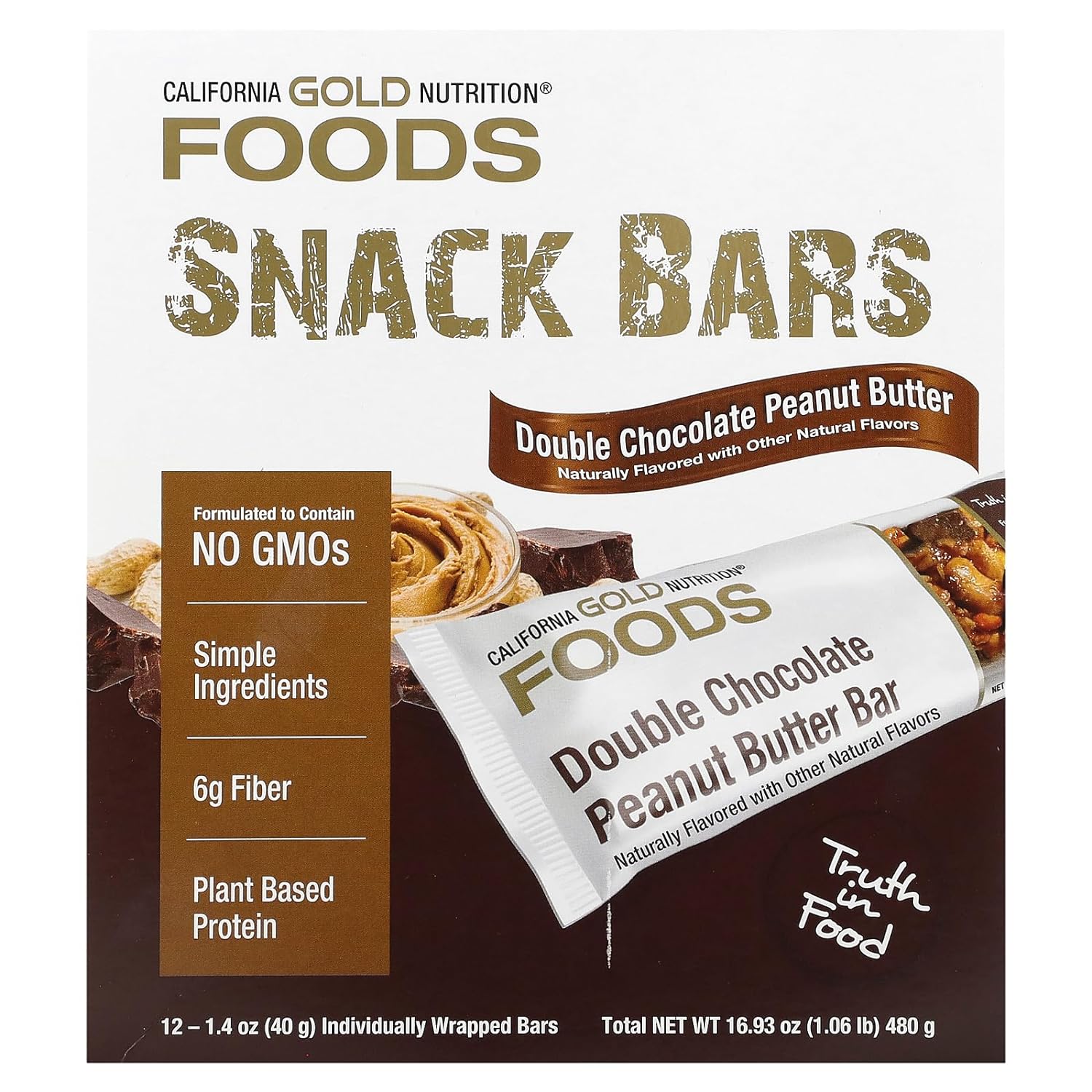 Foods, Double Chocolate Peanut Butter Flavor Bars, 12 Bars, 1.4 Oz (403.53 Ounces