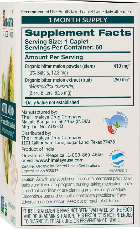 Himalaya Organic Bitter Melon/Karela for Glucose Metabolism, 660 mg, 6