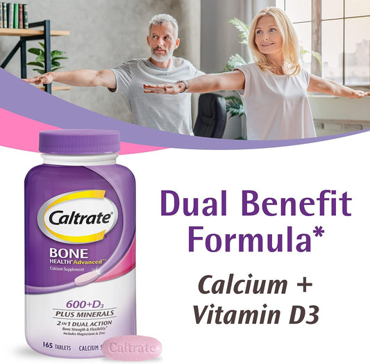 Caltrate 600 Plus D3 Plus Minerals Calcium and Vitamin D Supplement Tablets, Bone Health and Mineral Supplement for Adul