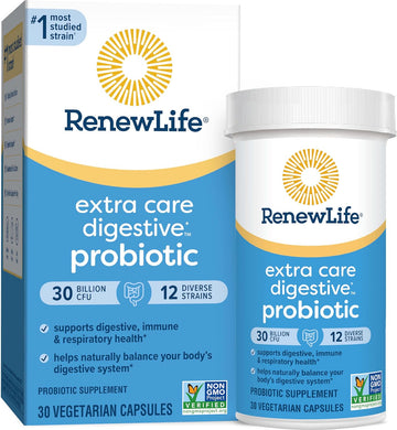 Renew Life Extra Care Digestive Probiotic Capsules, Daily Su