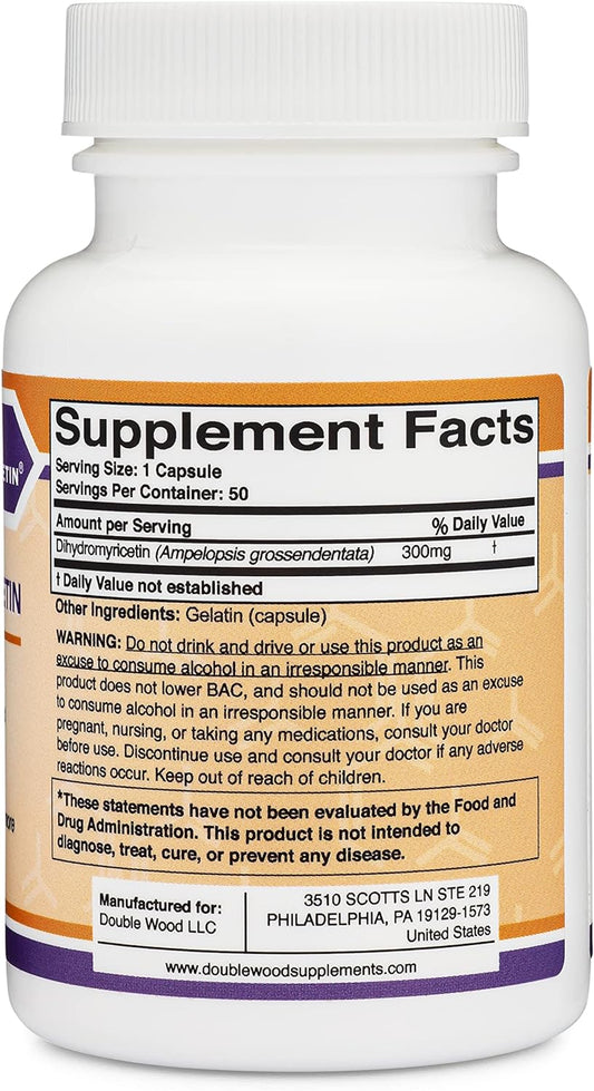 Dihydromyricetin (DHM) 50 Capsules, 300mg, Liver Support Supplement (T1.45 Ounces