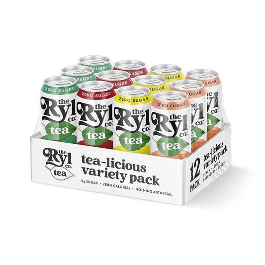 Ryl Iced Tea, Variety Pack, (12-Pack), Sugar Free Iced Tea with Immunity Boosting Polyphenols (No Artificial Ingredients)