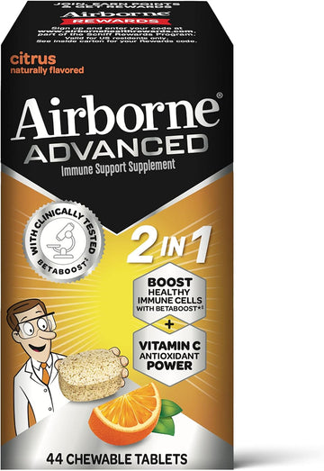 Airborne 500mg Vitamin C Chewable Tablets with Betaboost, Boosts Healt