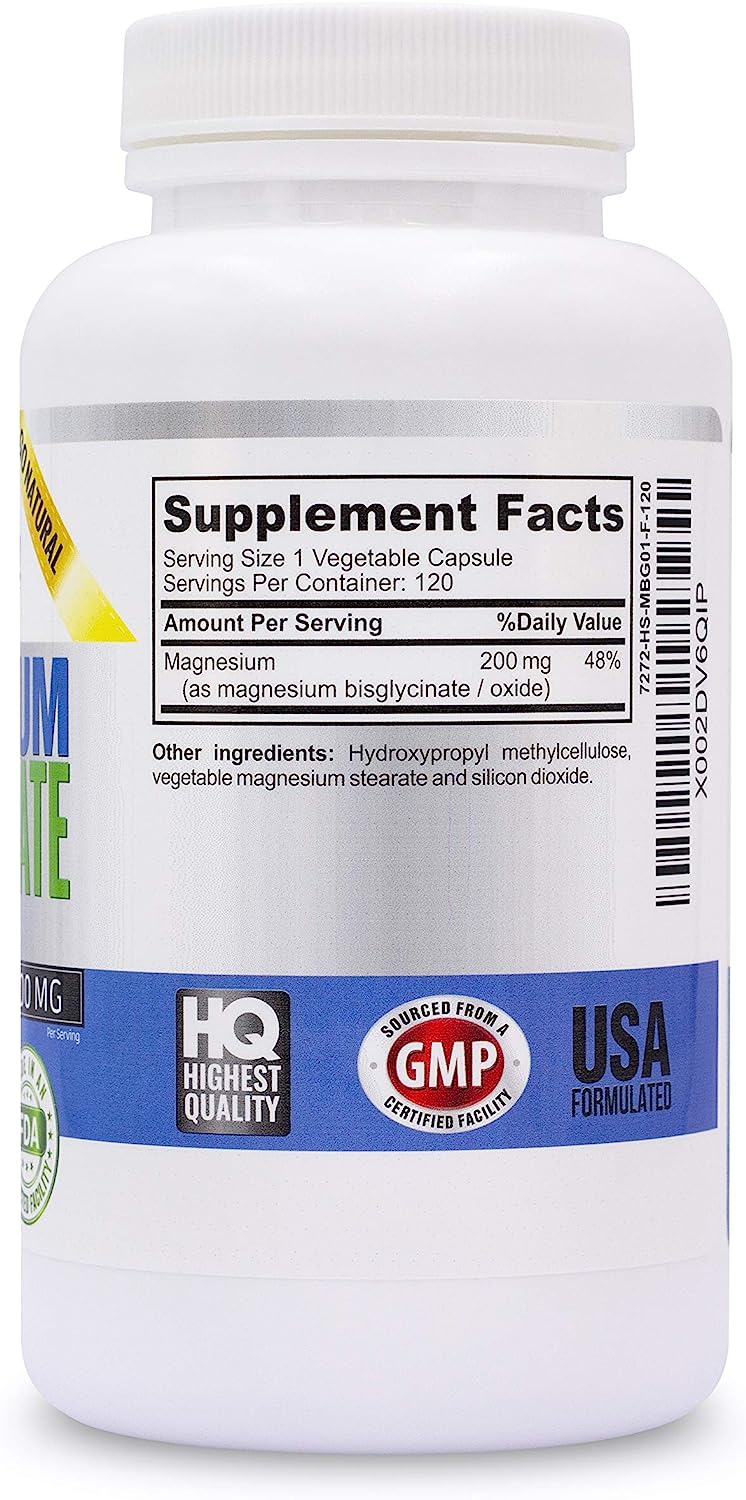  Magnesium Bisglycinate 200mg 100% Chelated - Max Absorption