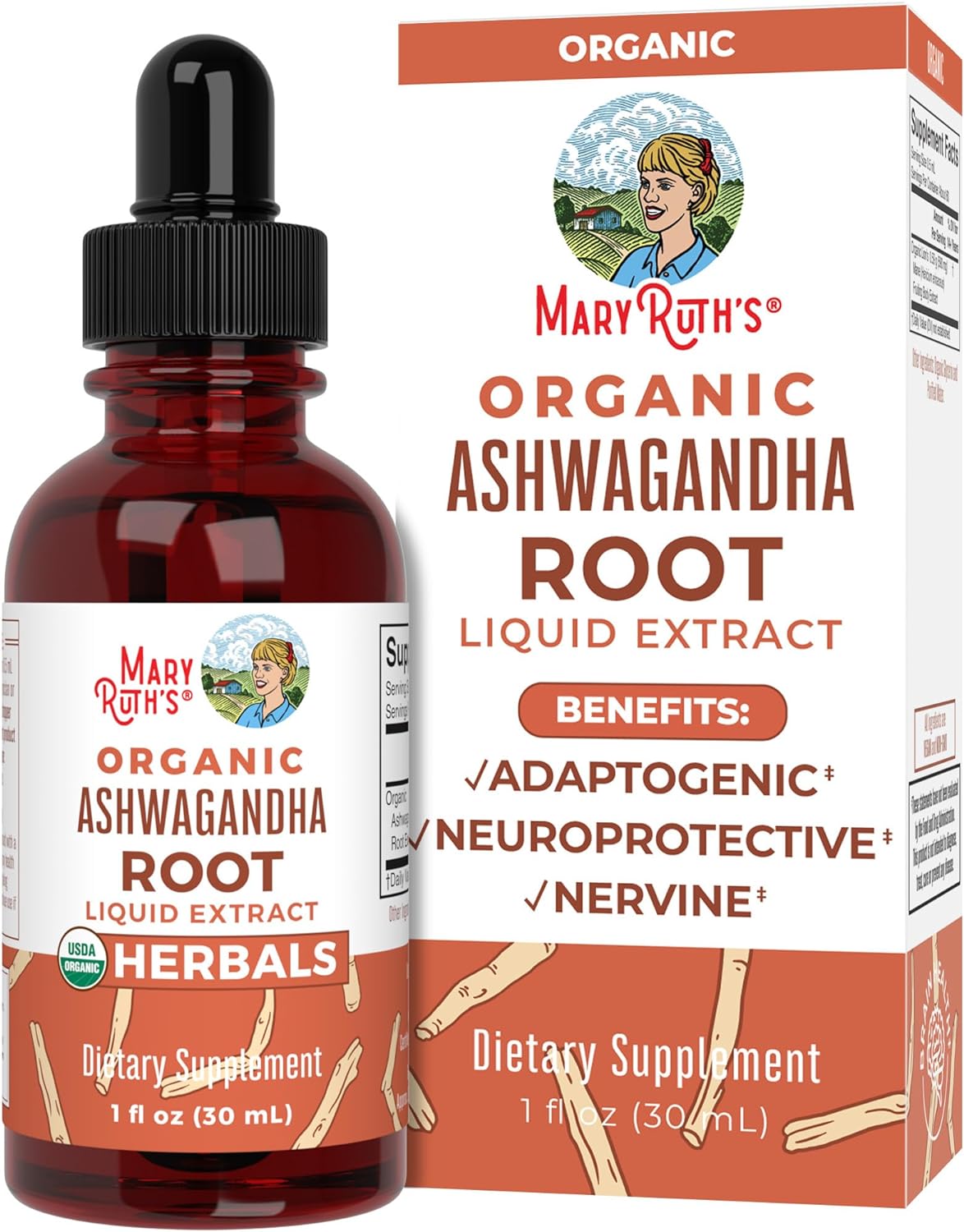 MaryRuth's Ashwagandha Root Liquid Drops | USDA Organic | Stress Relie