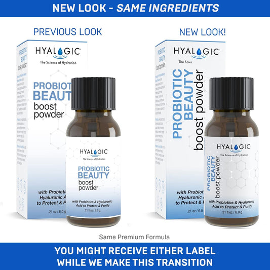 Hyalogic Probiotic Beauty Boost Powder 6g / 0.21 - Premium Spa-Grade Skin Probiotics - With Triclyst and Hyaluronic Acid (HA) - Mix Into Serums and Moisturizers - 0.21