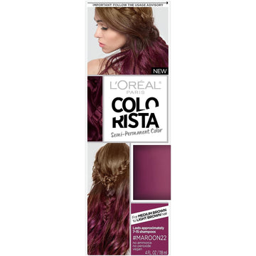 L’Oréal Paris Colorista Semi-Permanent Hair Color for Brunette Hair, Maroon