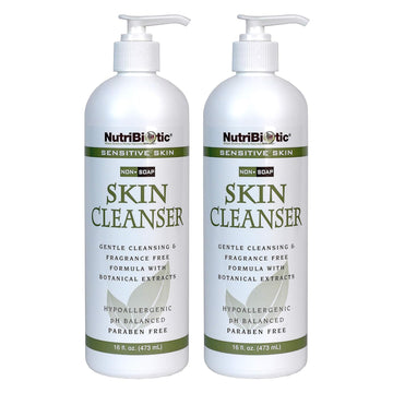 NutriBiotic – Sensitive Skin Non-Soap Skin Cleanser, 16  Twin Pack with GSE (Citricidal) | pH Balanced, Hypoallergenic & Biodegradable | Free of Parabens, Sulfates, Dyes, Colorings & Fragrance