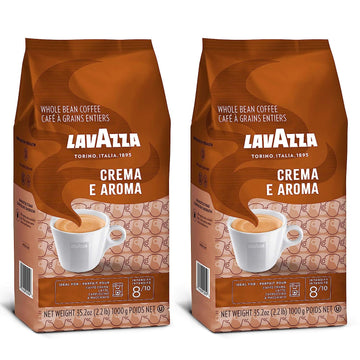 Lavazza Crema e Aroma Whole Bean Coffee Blend, Medium Roast, Bag (Pack of 2)