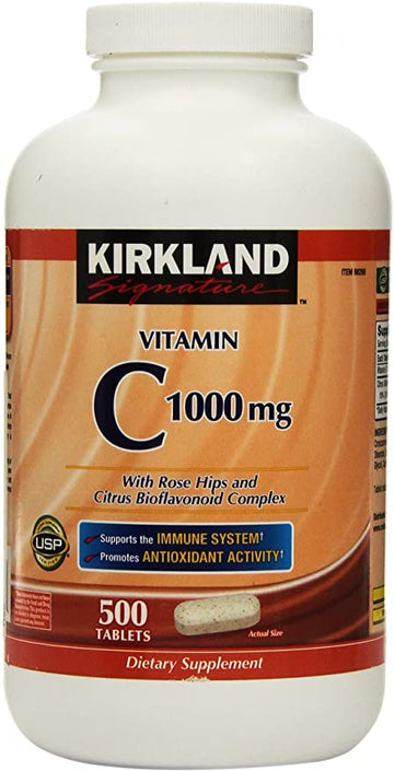 Kirkland Vitamin C with Rose Hips and Citrus Bioflavonoid Complex (1000 mg), 500-Count Tablets