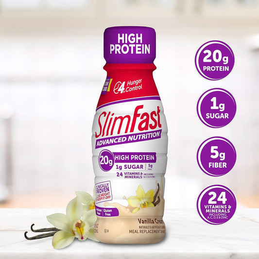 SlimFast Advanced Nutrition High Protein Meal Replacement Shake, Vanilla Cream, 20g of Ready to Drink Protein, 11 Fl. Oz
