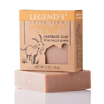 Legend’s Creek Farm, Goat Milk Soap, Moisturizing Cleansing Bar for Hands and Body, Creamy Lather and Nourishing, Gentle For Sensitive Skin, Handmade in USA, 5  Bar (Oatmeal, Milk & Honey O.S.)