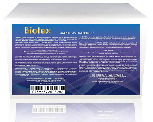 Mystic Biotex Ampoule Anti-Frizz, Restores and Repairs Damaged Hair - Provides Essential Nutrients and Vitamins - Hair Treatment Ampoules With Hyaluronic & Amino Acid (Pack 24)