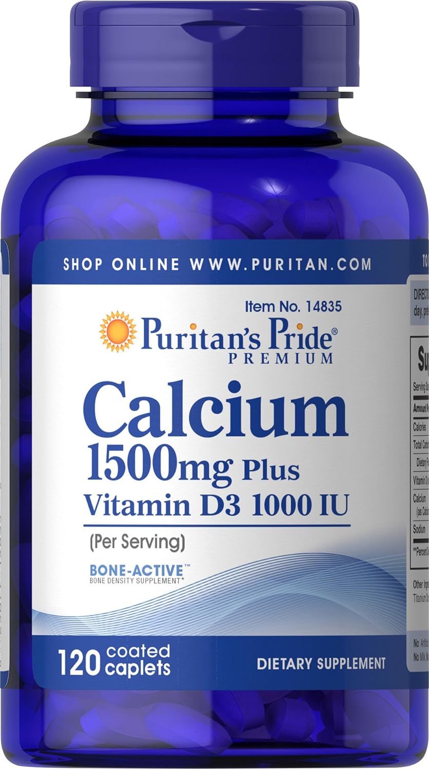 Puritan's Pride Calcium 1500 mg with Vitamin D 1000 IU-120 Coated Capl