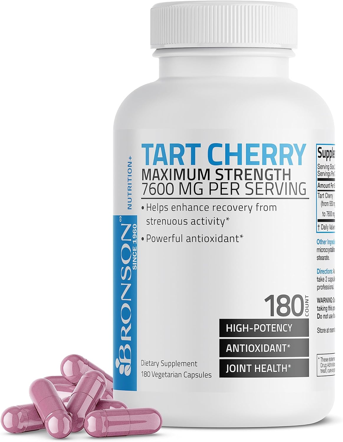 Bronson Tart Cherry Maximum Strength 7600 mg, 180 Vegetarian Capsules