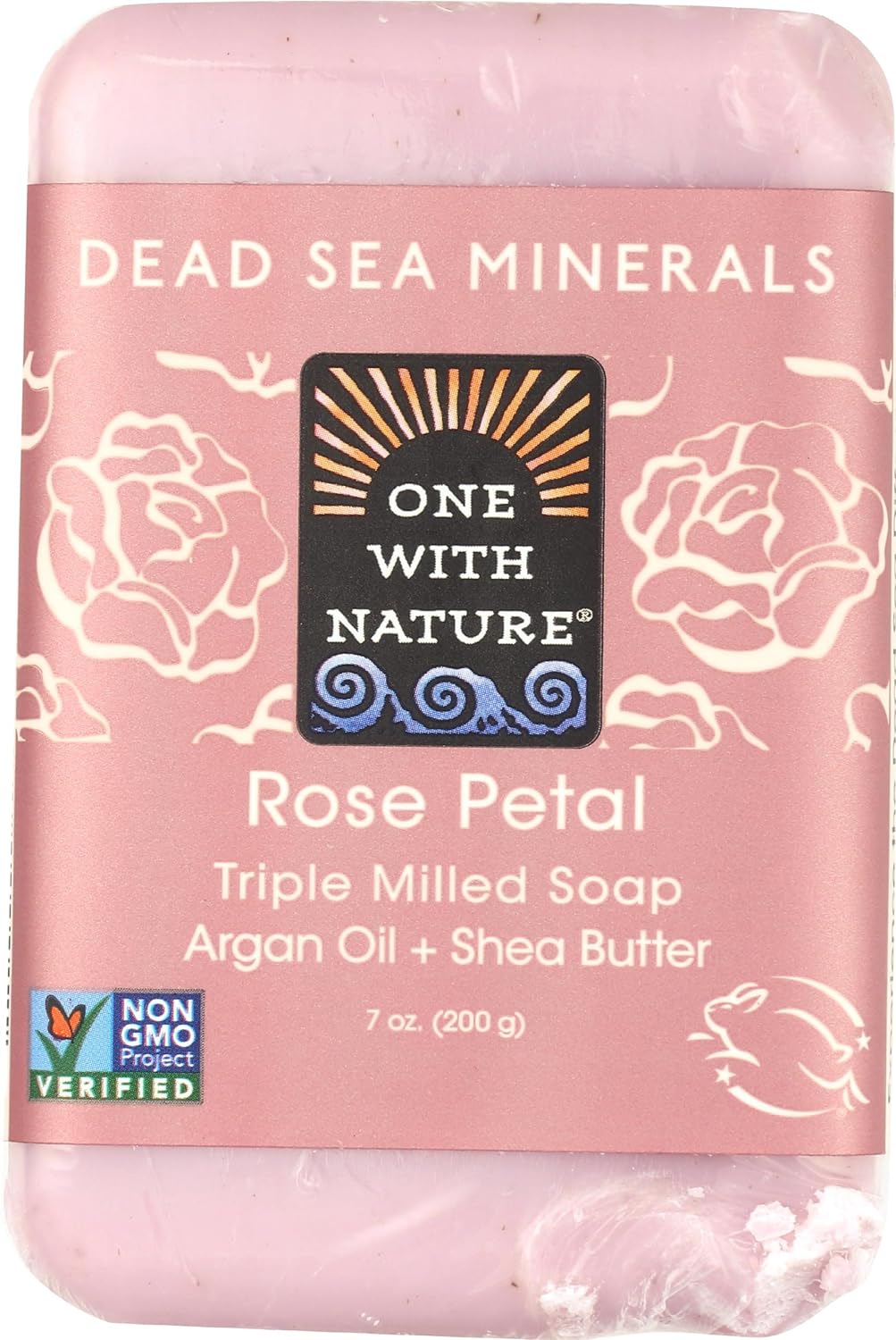 One With Nature Dead Sea Mineral Rose Petal Bar Soap, 7
