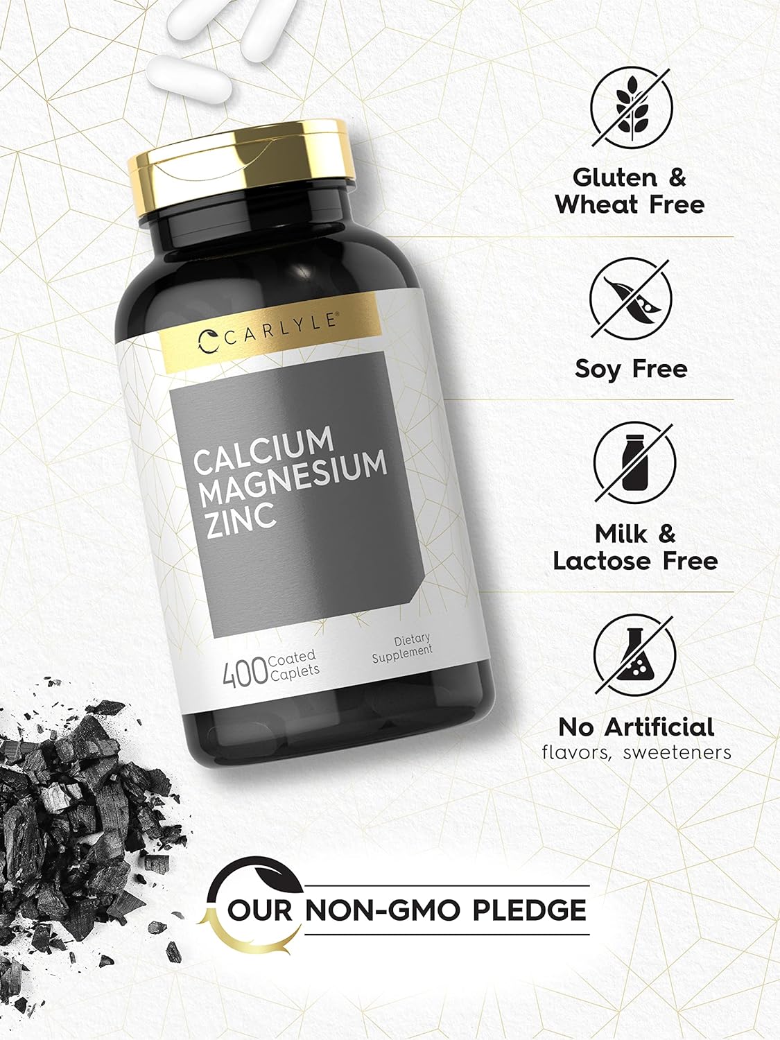  Calcium Magnesium Zinc | 400 Caplets Value Size | Vegetaria