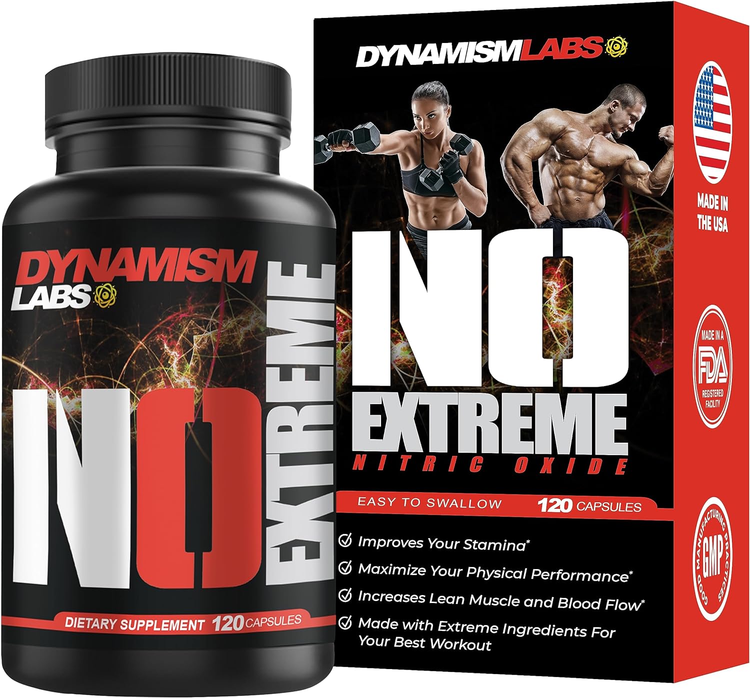 Dynamism Labs NO Extreme Pre-Workout | Nitric Oxide Performance Supplement with AKG, OKG, Vitamin B6, Vitamin B12, Green