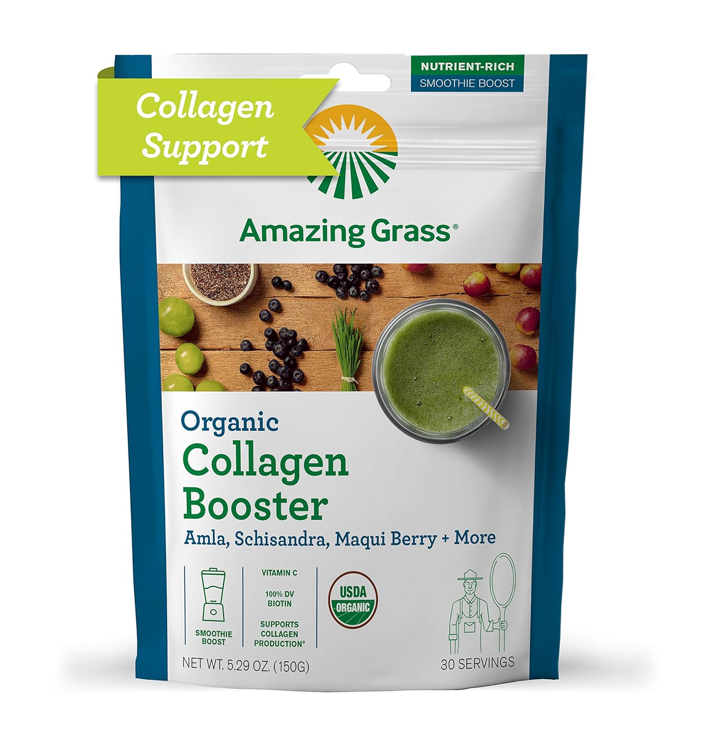 Amazing Grass Vegan Collagen Booster Smoothie Mix: Plant Based Collage