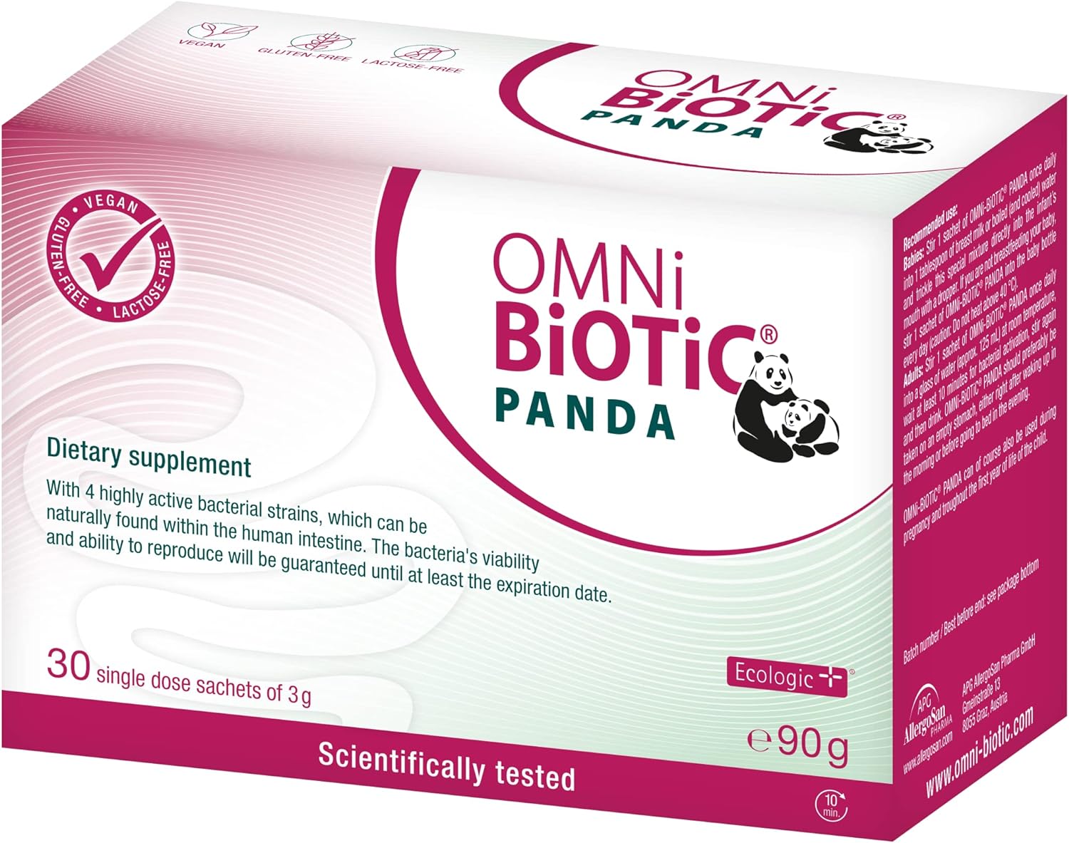 Omni Biotic Panda | 30 Sachets (90G) | 4 Bacterial Strains | 3 Billion90 Grams